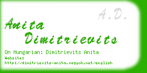 anita dimitrievits business card